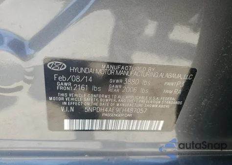 2014 Hyundai Elantra Se из США, поврежденный, VIN 5NPDH4AE9EH487057